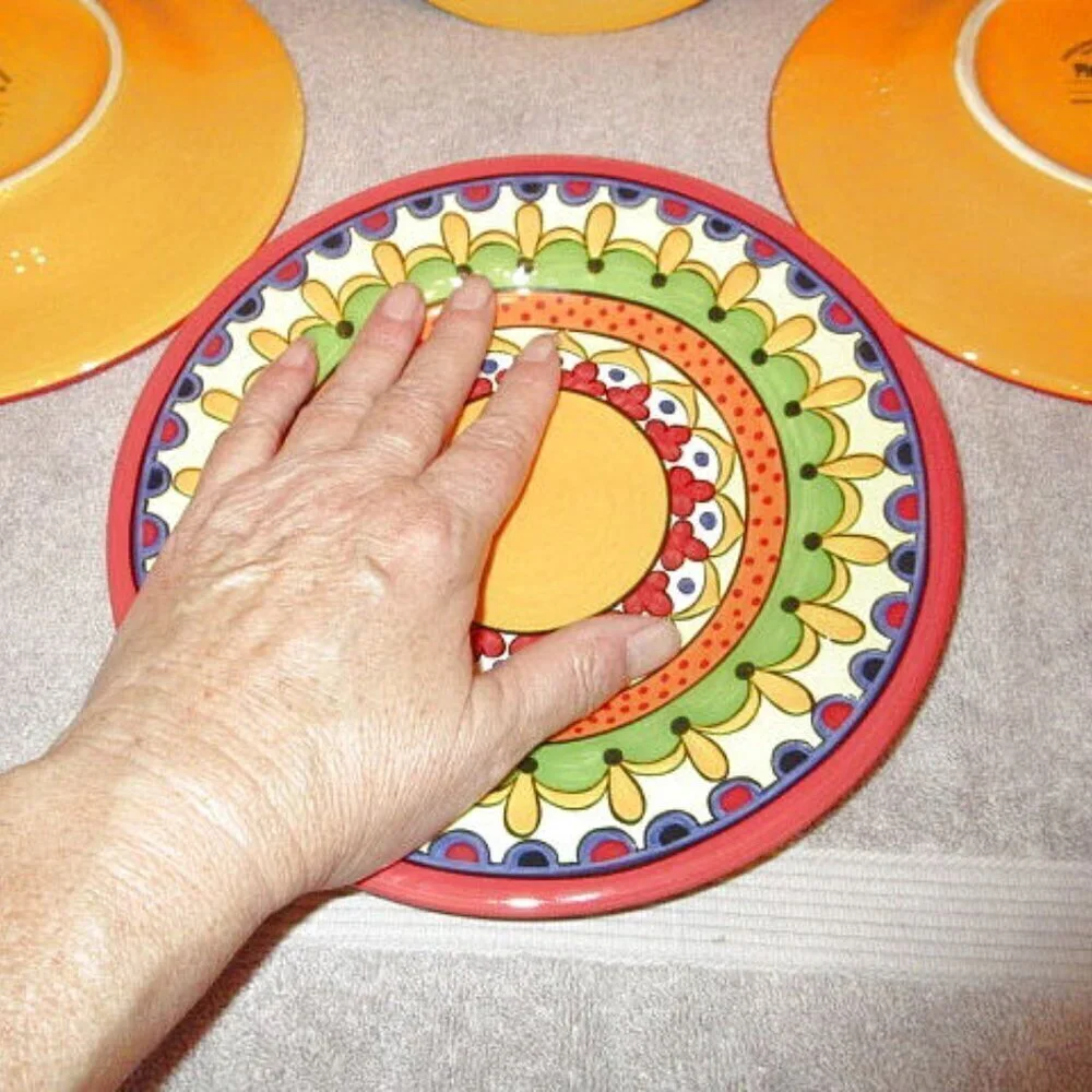 4X Lot Pier 1 Import Grenada Plates Colorful Earthenware Lunch Salad Desert Boho